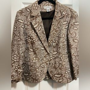 NINE WEST BROWN CREAM FLORAL SUIT JACKET SIZE 16
